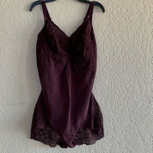 Spanx sheer body suit with lace trim